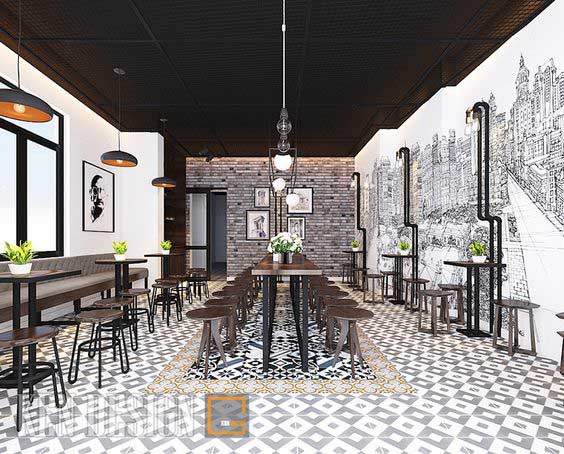 thiết kế quán cafe phòng trà 